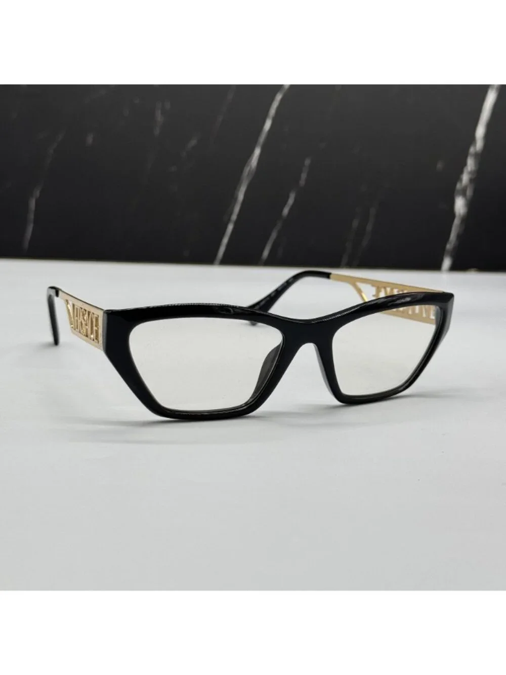 Versace VE3327U GB1 Black Gold Cat Eye Women Eyeglasses Authentic NEW